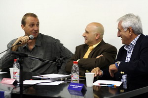 David Barrufet, Jordi Solà i José Luis Carazo en un moment de la xerrada-col·loqui.